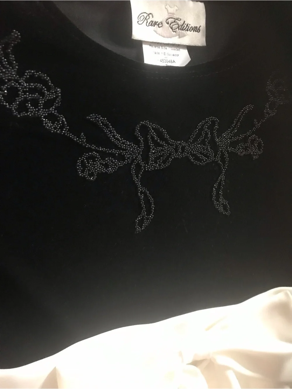 Rare Editions Black and White Embroidered Bow Party Dress